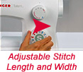 Adjustable stitch width and length